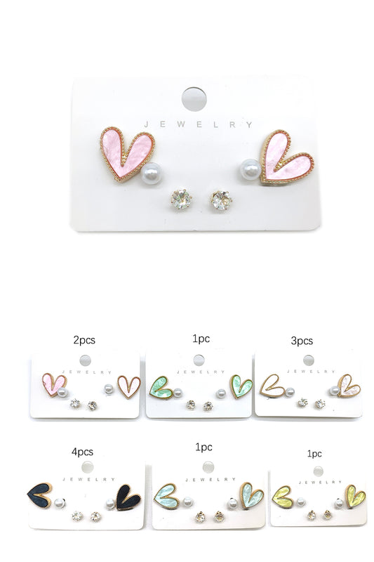 3 Pair Minimalist Heart Stud Earrings