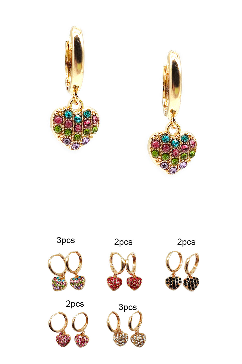 Minimalist Heart Small Dangle Hoop Earrings