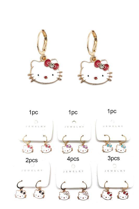 Kitty Cat Design Drop Earrings