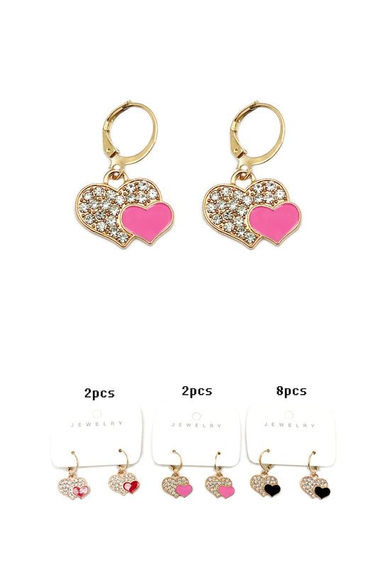 Women's Double Heart Dangle Earrings