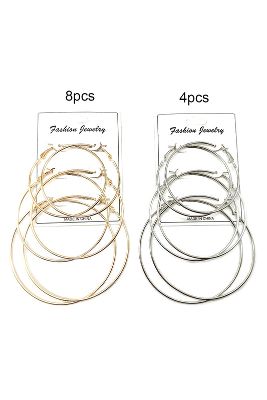 Women's Fashion 3-pair Hoop Earrings