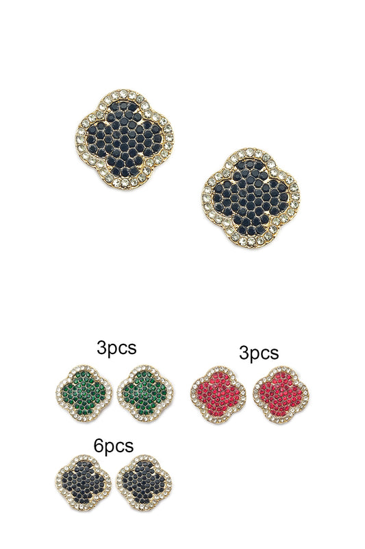 Clover Design Stud Earrings