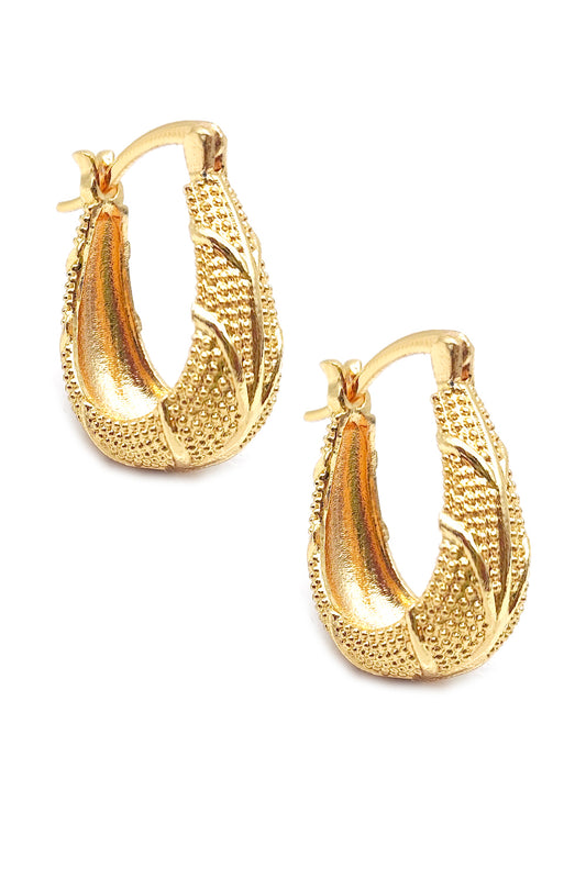 Gold Basket Design Hoop Earrings