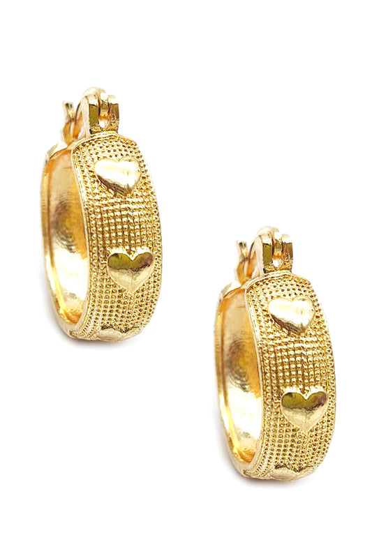 Gold Heart Design Hoop Earrings