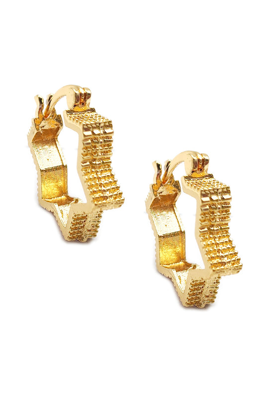 Gold Star Design Hoop Earrings