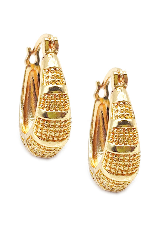 Gold Basket Hoop Earrings