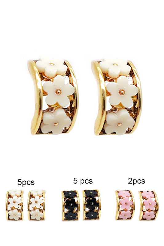 Flower Design Hoop Earrings