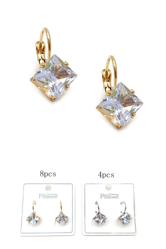 Clear Squared Rhinestone Earrings