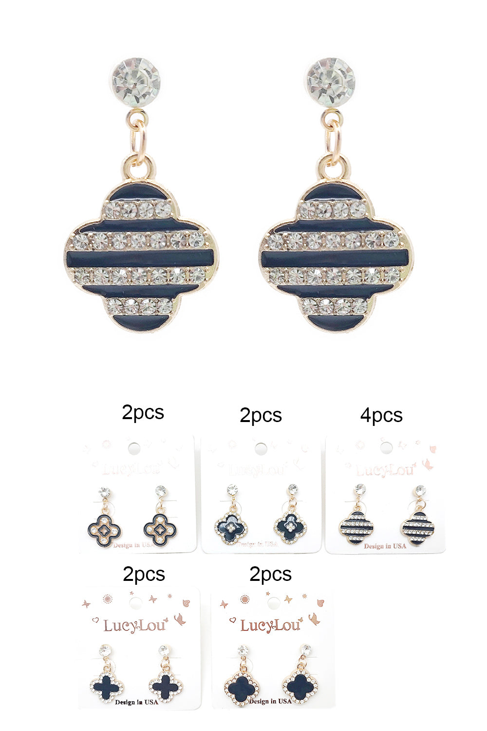 Clover Design Dangle Earrings