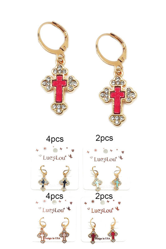 Cross Design Dangle Earrings