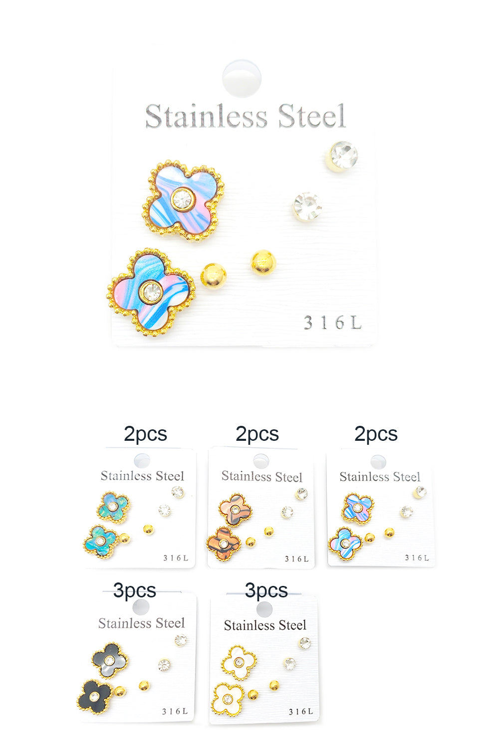 Stainless Steel Clover Design Earrings