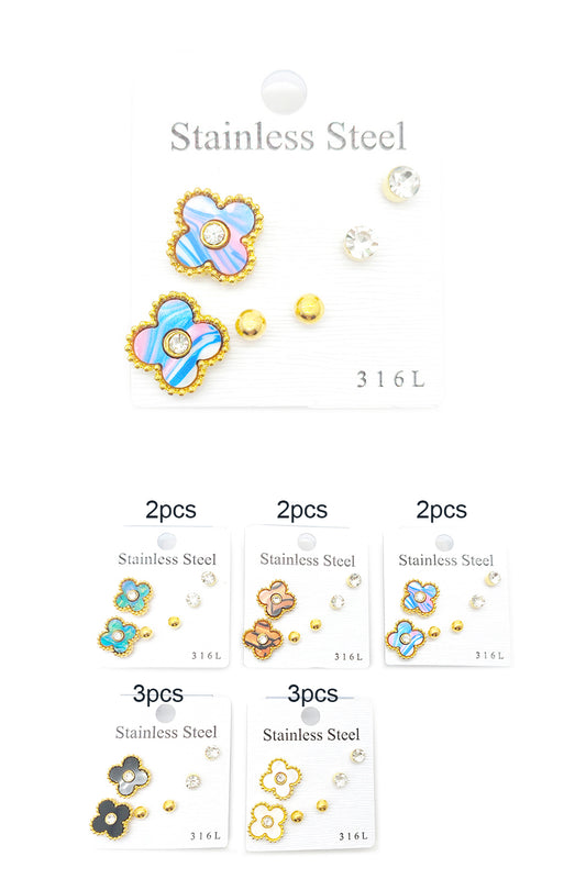 Stainless Steel Clover Design Earrings