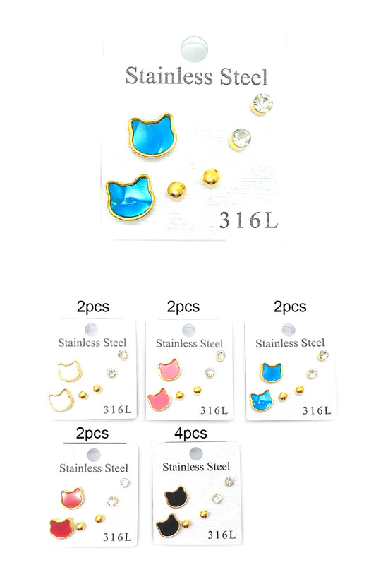 Stainless Steel Cat Design Earrings