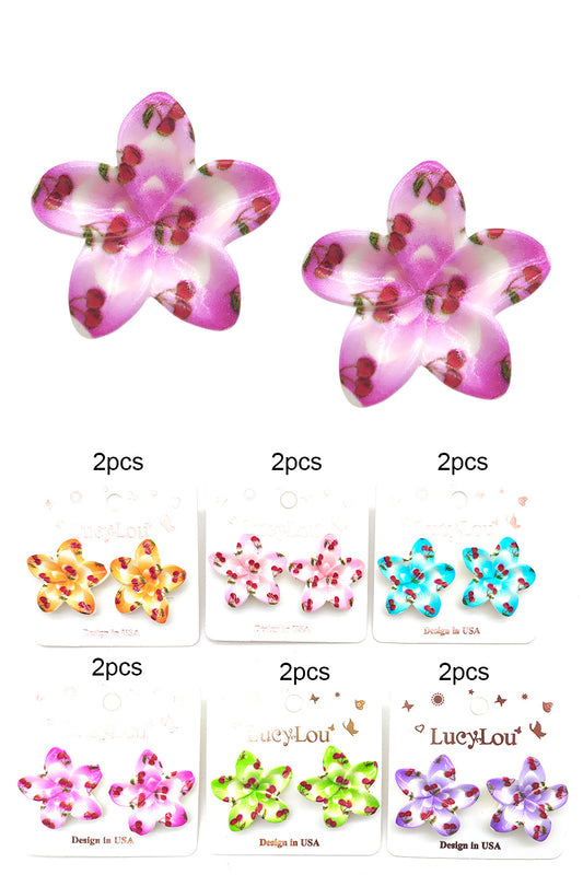 Plumeria Design Stud Earrings