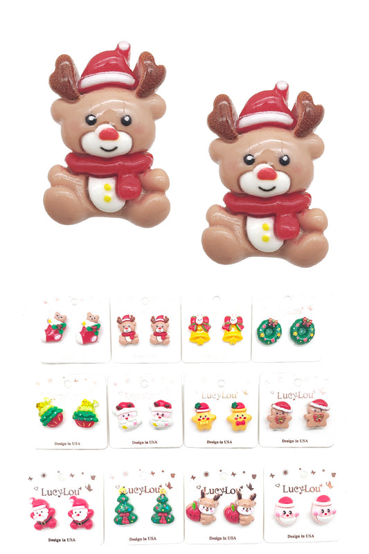 Assorted Design Christmas Stud Earrings