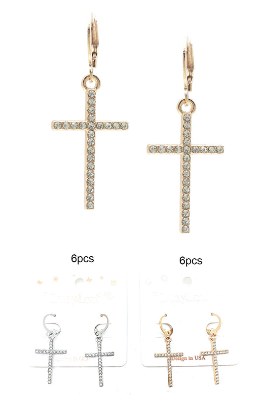 Cross Design Dangle Earrings