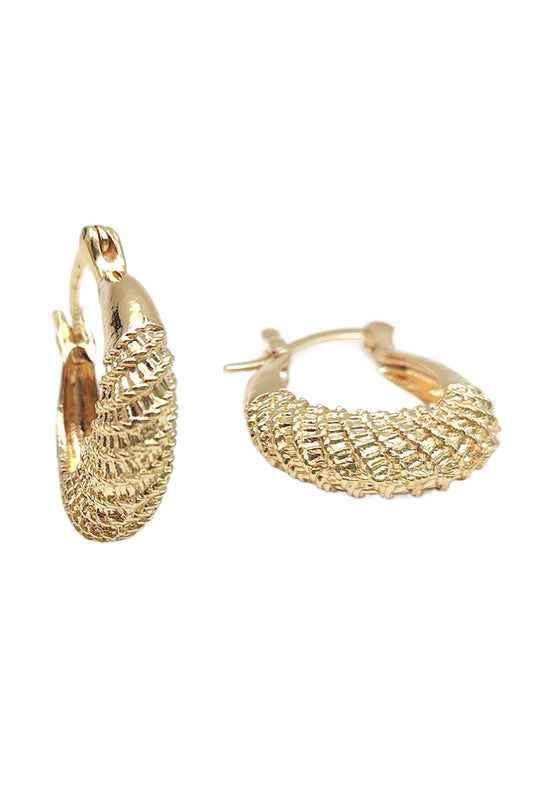 Gold Basket Design Hoop Earrings