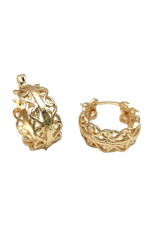 Gold Filigree Small Hoop Earring