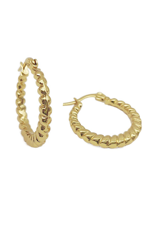Gold Twisted Design Hoop Earrings