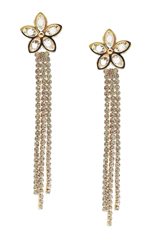 Flower Design Rhinestone Earrings