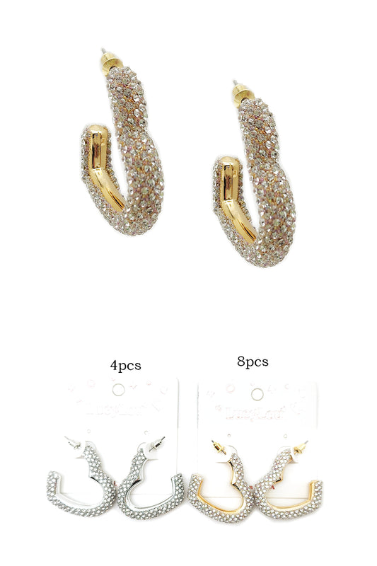 Rhinestone Heart Design Open Hoop Earrings