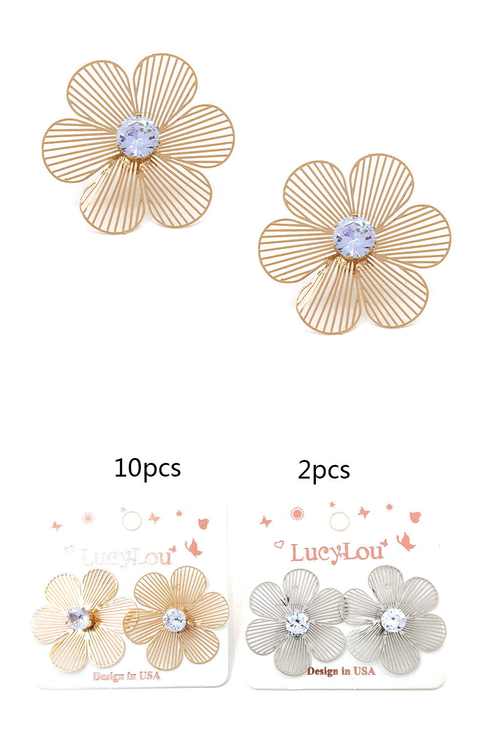 Flower Filigree Design Stud Earrings