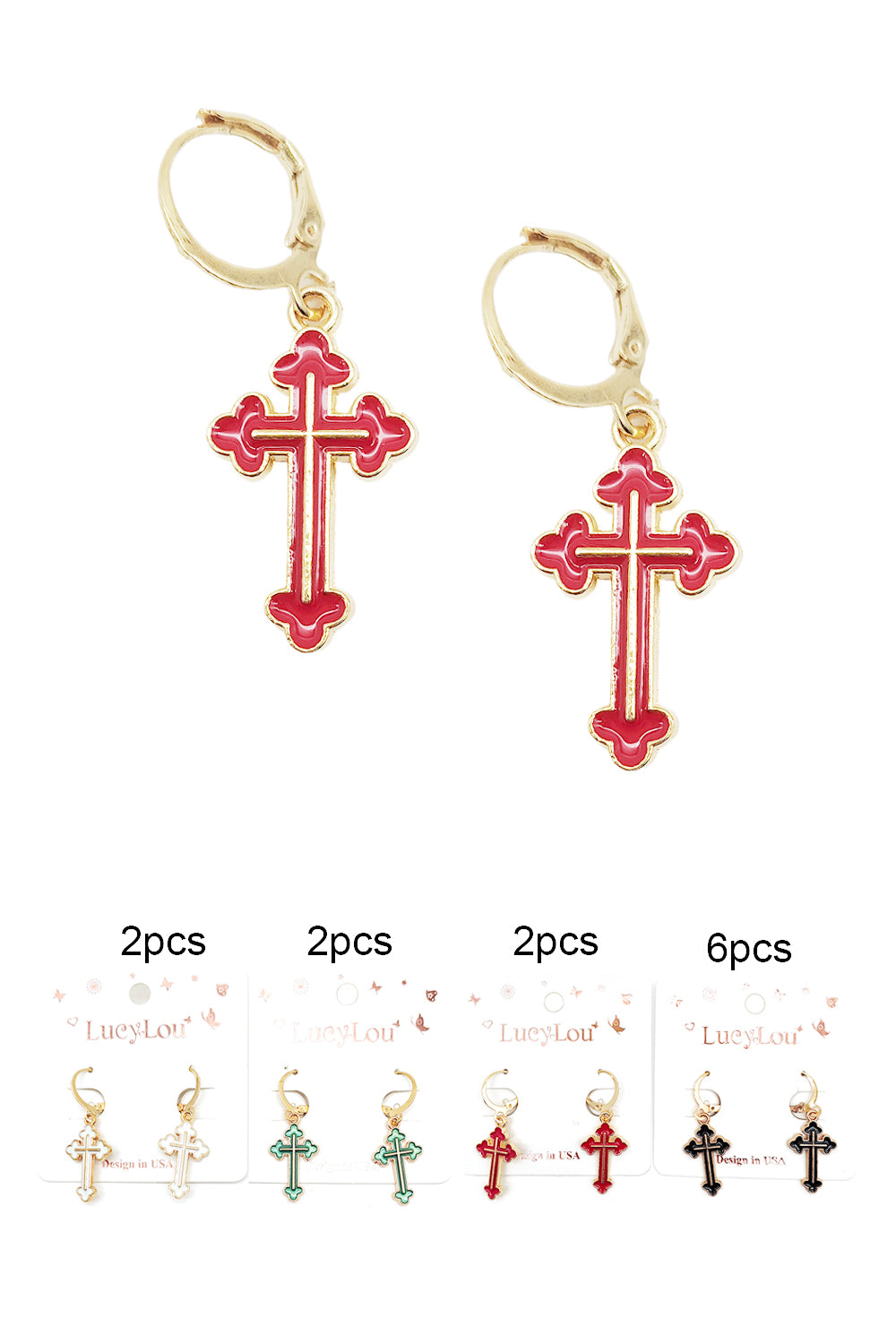 Cross Design Dangle Earrings