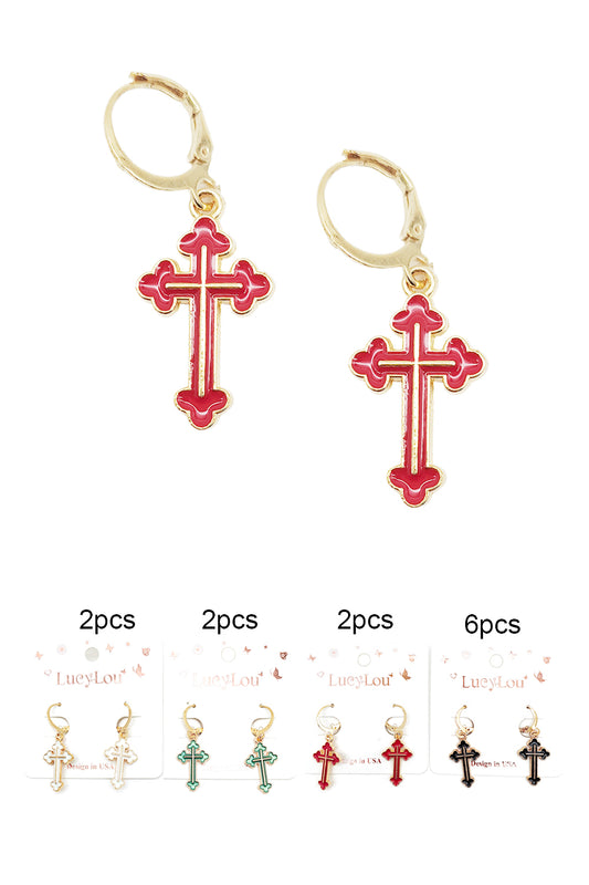 Cross Design Dangle Earrings