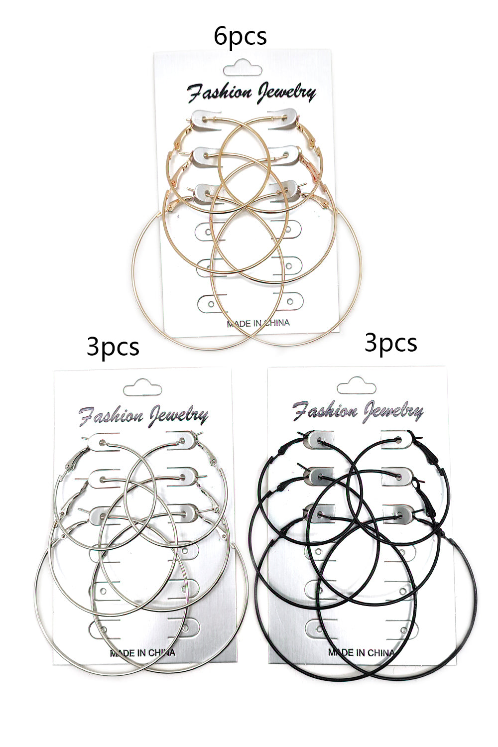 Women's Fashion 3-pairs Hoop Earrings