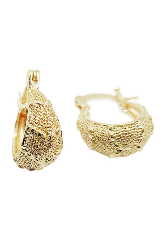Gold Basket Design Hoop Earrings