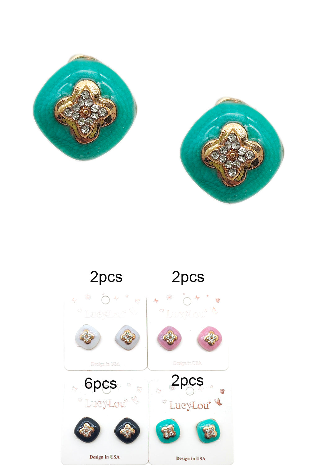 Clover Design Stud Earrings