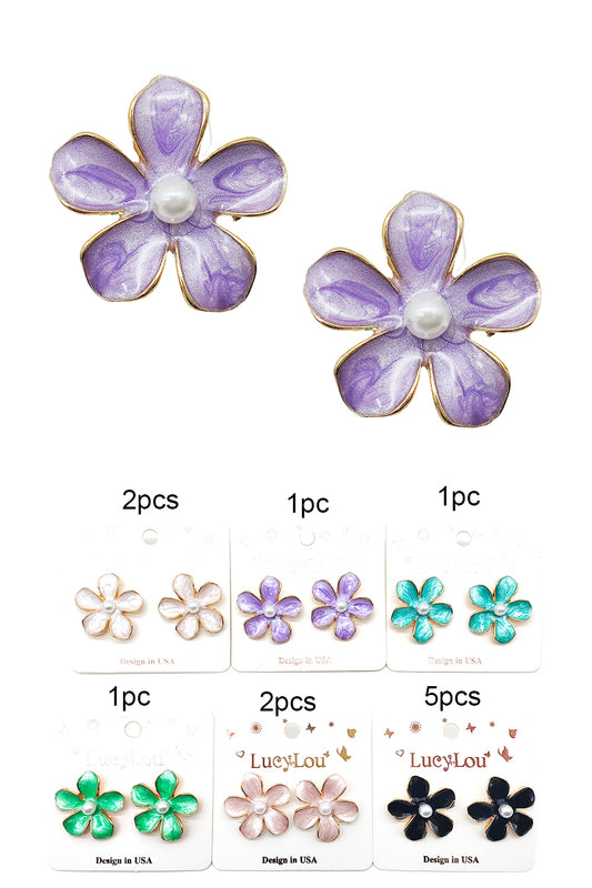 Flower Design Stud Earrings