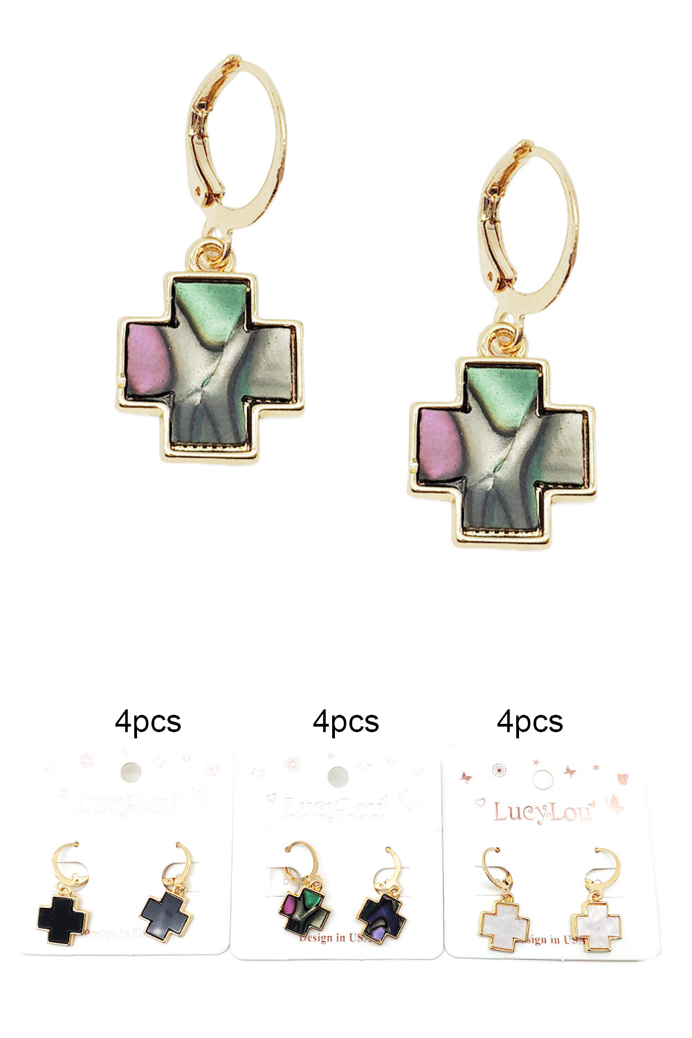 Cross Design Dangle Earrings