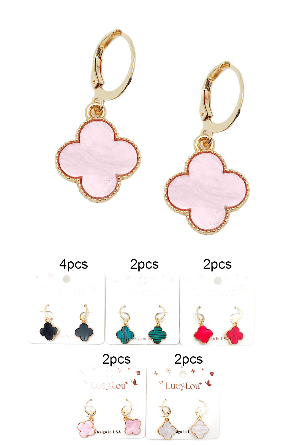 Clover Design Dangle Earrings