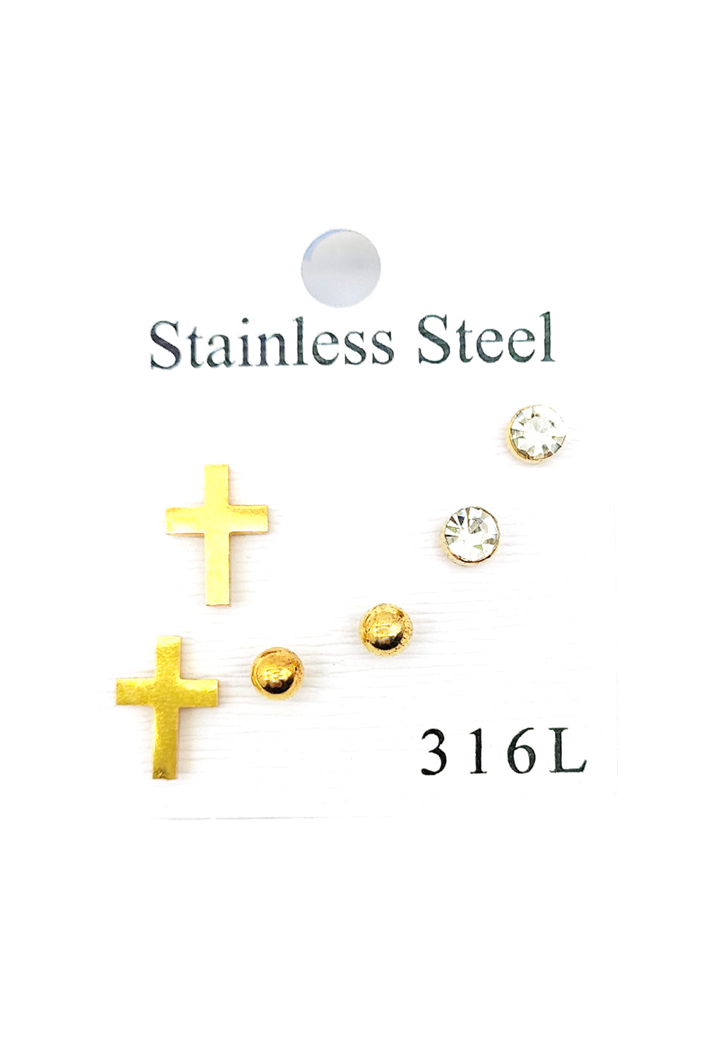 Stainless Steel 3-pair Cross Earrings