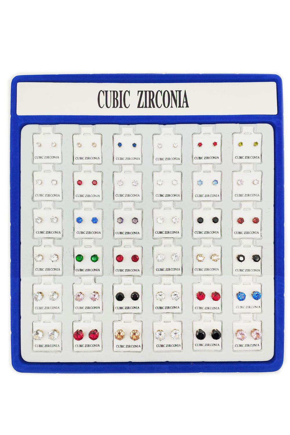 Multi-color Round Cubic Zirconia Stud Earrings