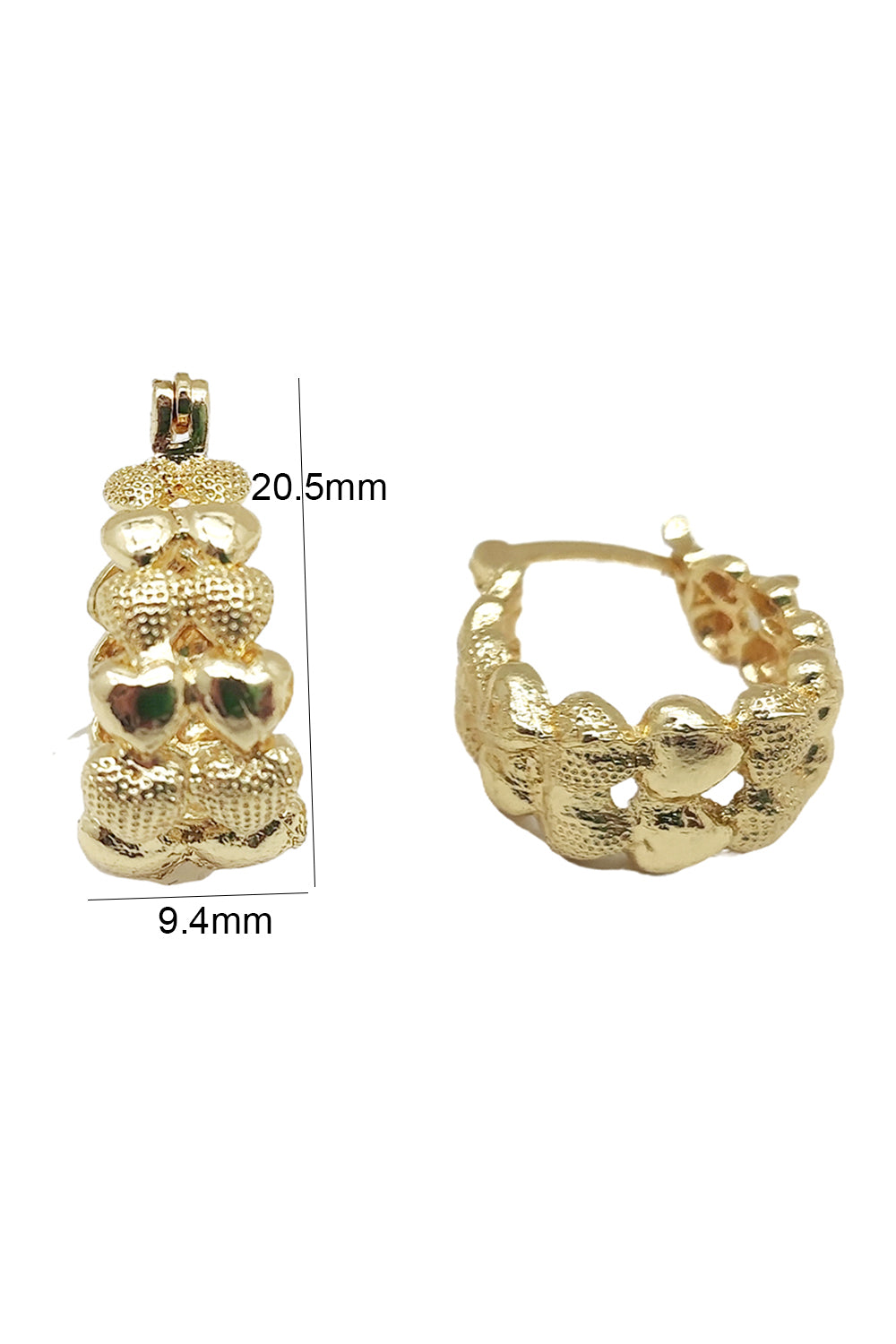Gold Mini Hoop Heart Design Earrings