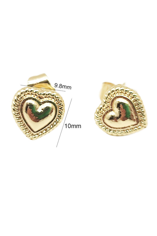 Gold Stud Heart Design Earrings