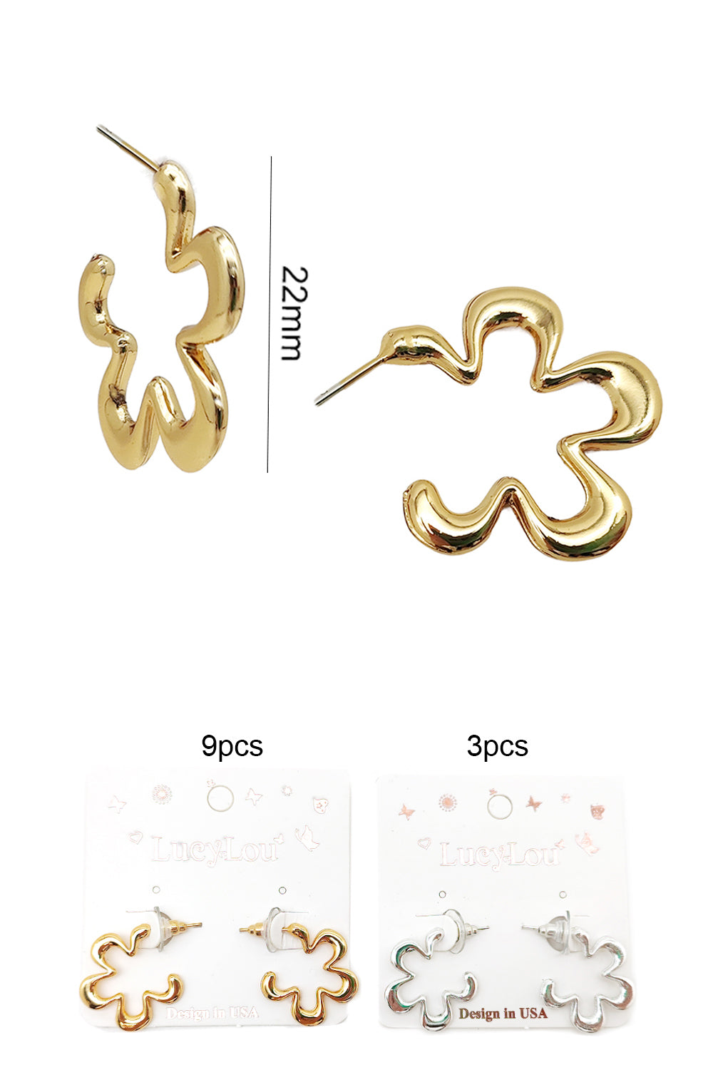 Flower Design Hoop Earrings