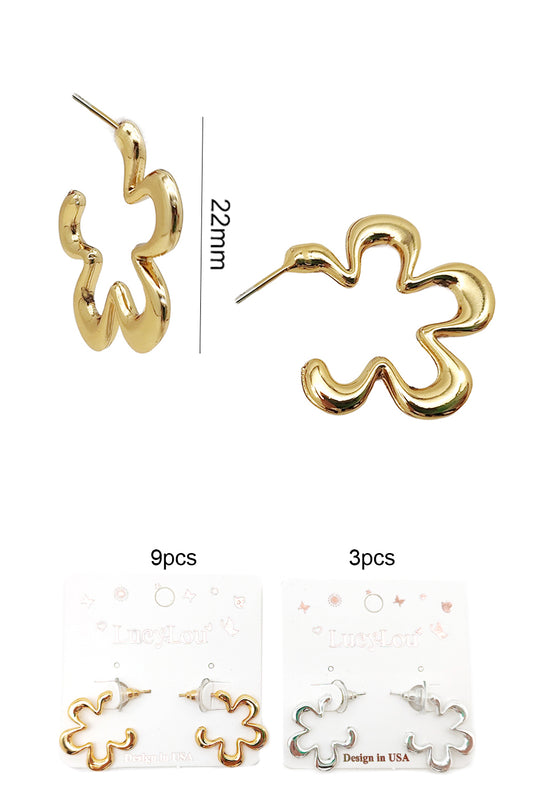 Flower Design Hoop Earrings