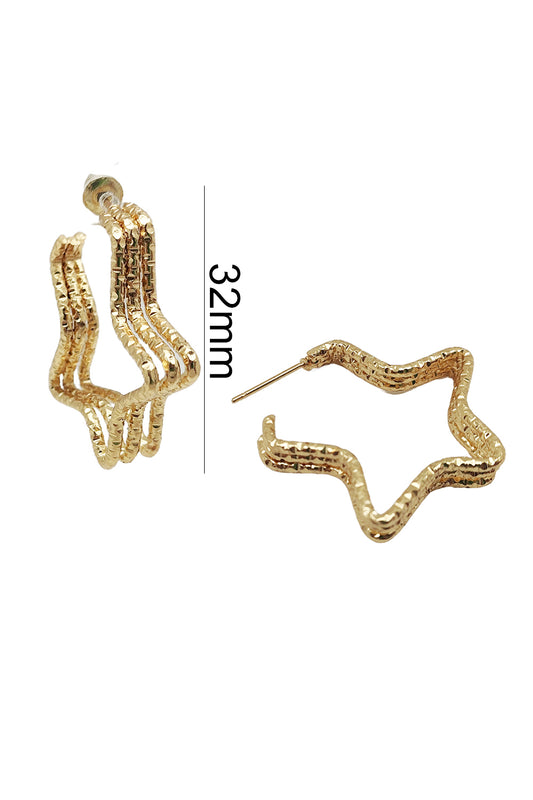 Star Design Open Hoop Earrings