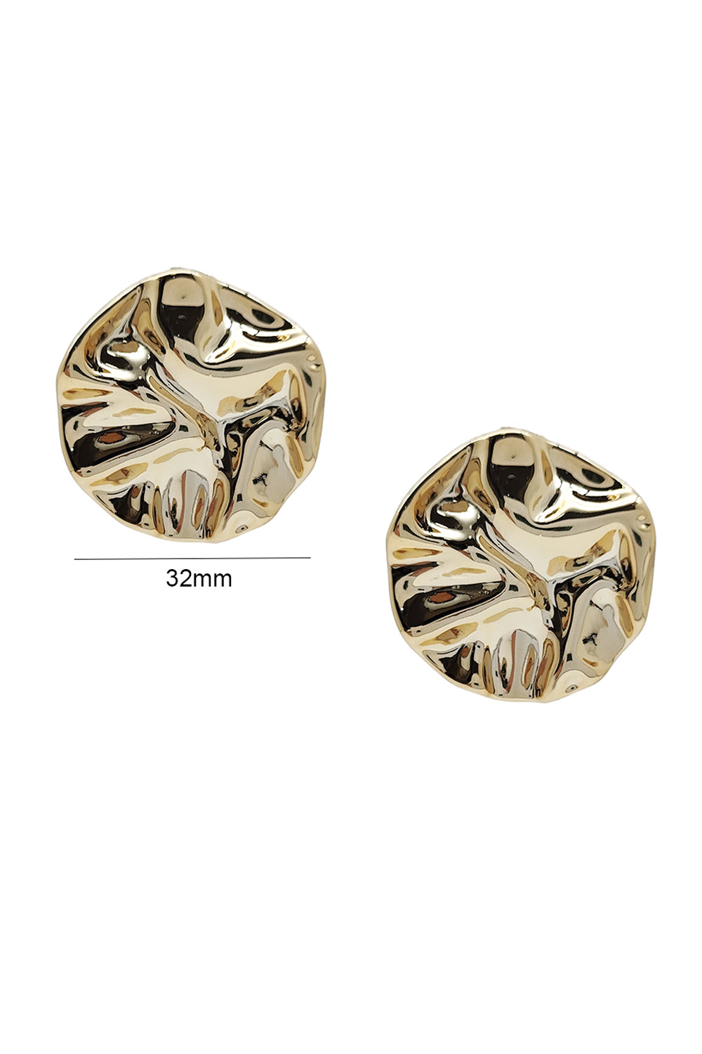 Gold Textured Round Stud Earrings