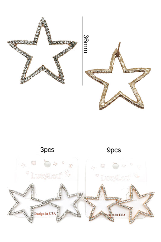 Rhinestone Star Design Earrings
