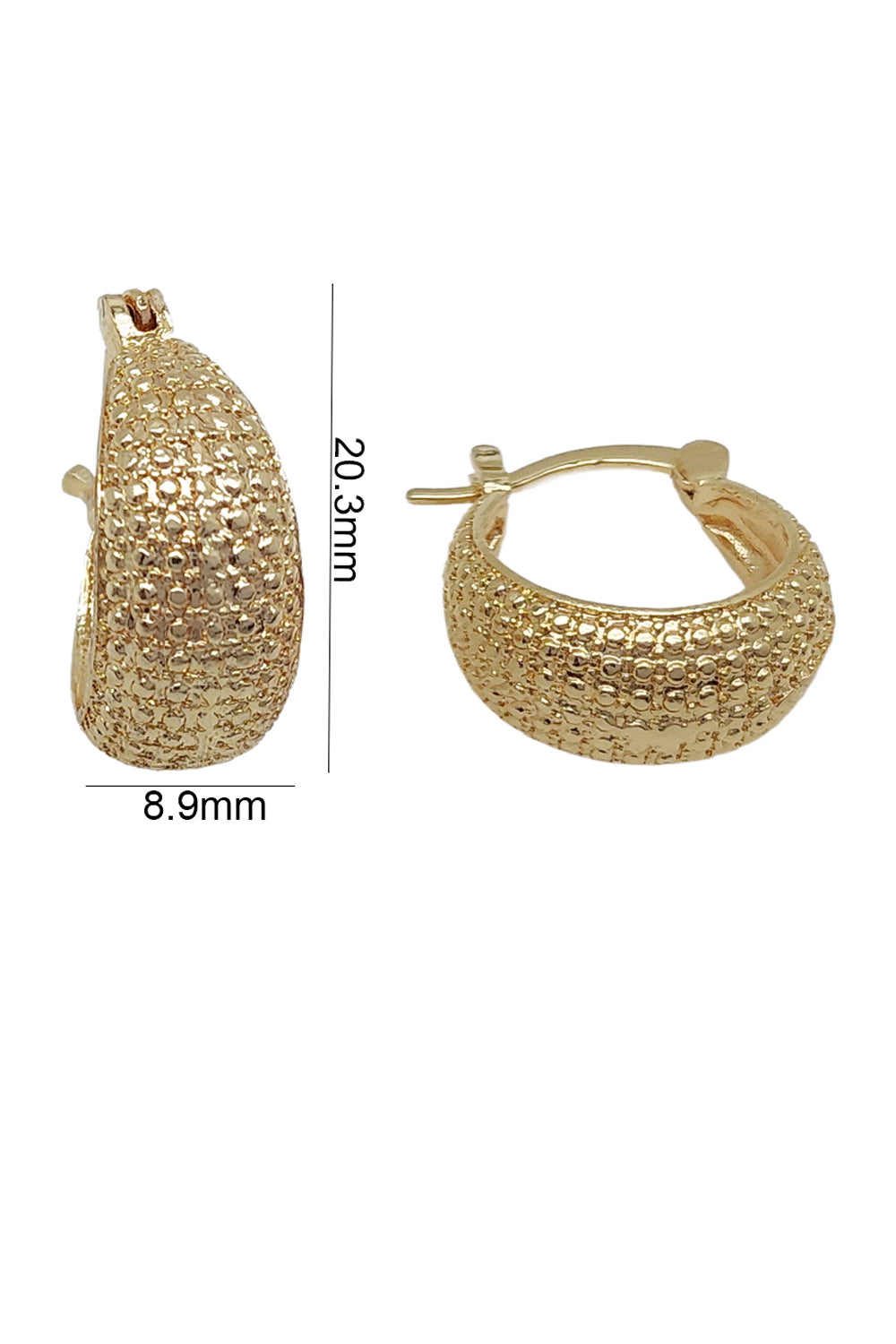 Gold Textures Basket Hoop Earrings