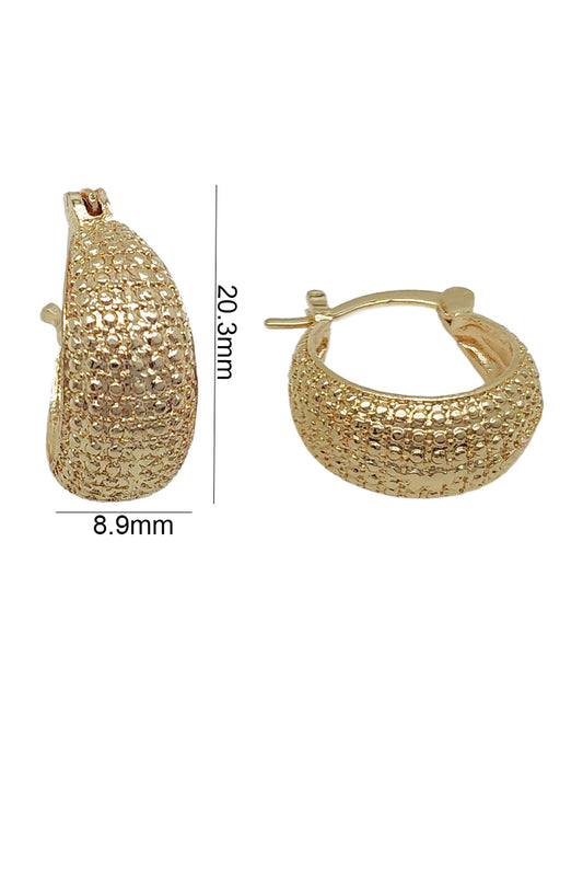 Gold Textures Basket Hoop Earrings