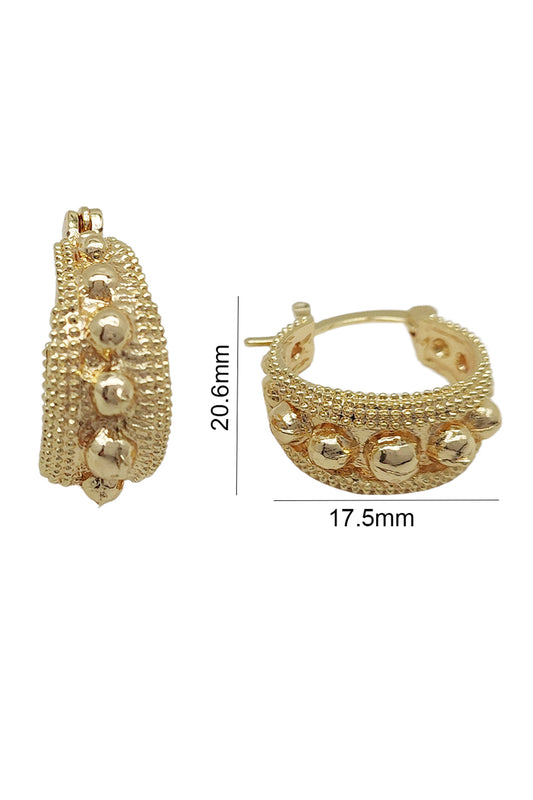 Gold Textured Basket Hoop Earrings