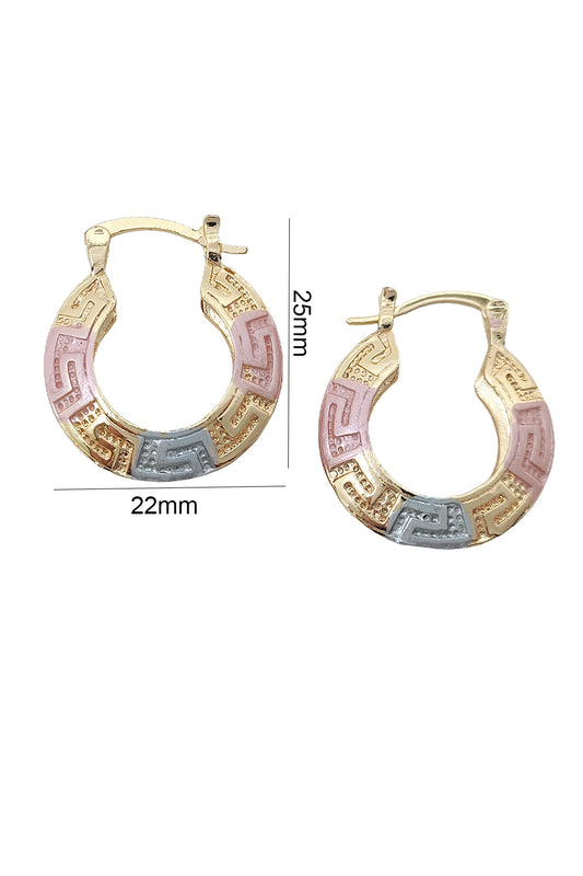 Gold Plated 3-Tone Mini Hoop Earrings