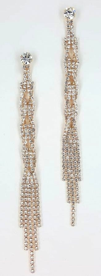 Gold Rhinestone Tassel Earrings