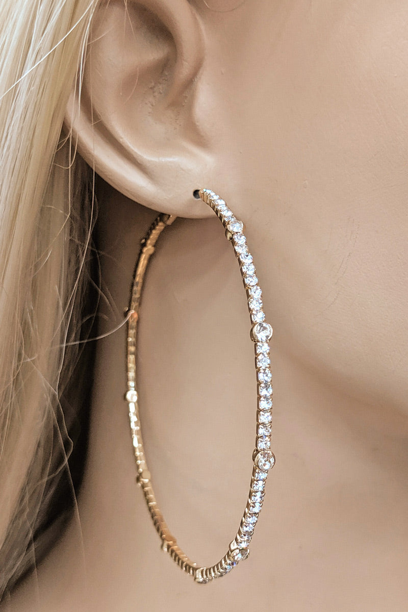 Gold Rhinestone Hoop Earring