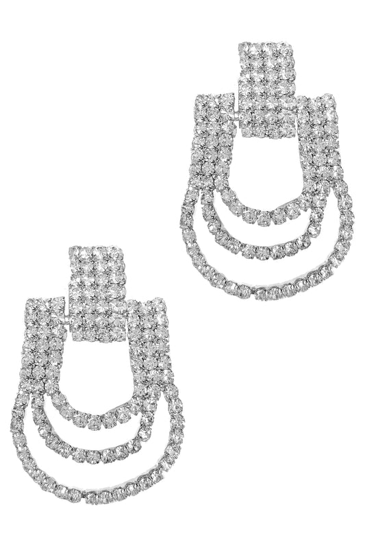 Silver Rhinestone Dangle Earrings